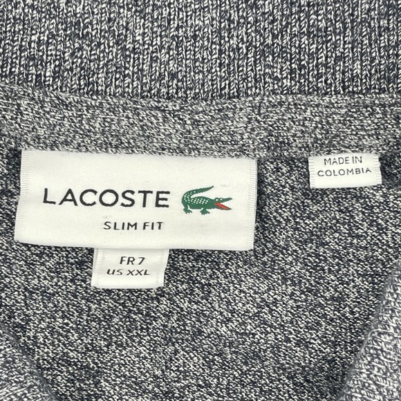 Lacoste Polo Shirt Men XXL Gray Heather Slim Fit Short Sleeve Cotton - Picture 2 of 9